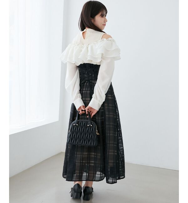 MAJESTICLEGON「ウエストきゅっとオフショルワンピ」|ワンピース|