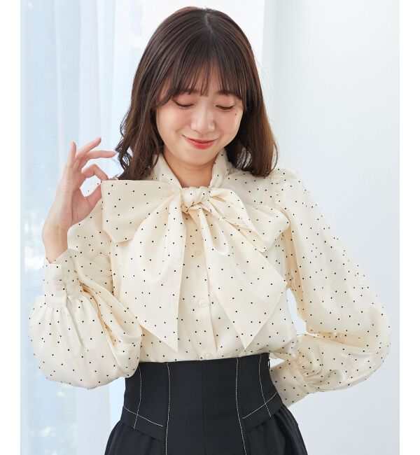 MAJESTICLEGON「バリエボウタイブラウス」|シャツ・ブラウス|オフ／柄