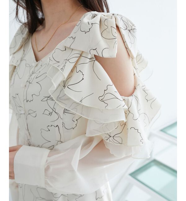 MAJESTICLEGON「フリルリボン肩あきワンピース」|ワンピース|