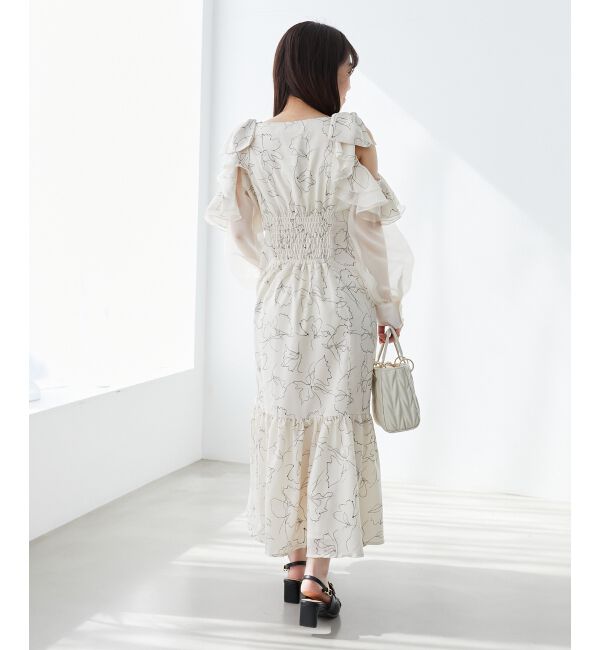 MAJESTICLEGON「フリルリボン肩あきワンピース」|ワンピース|