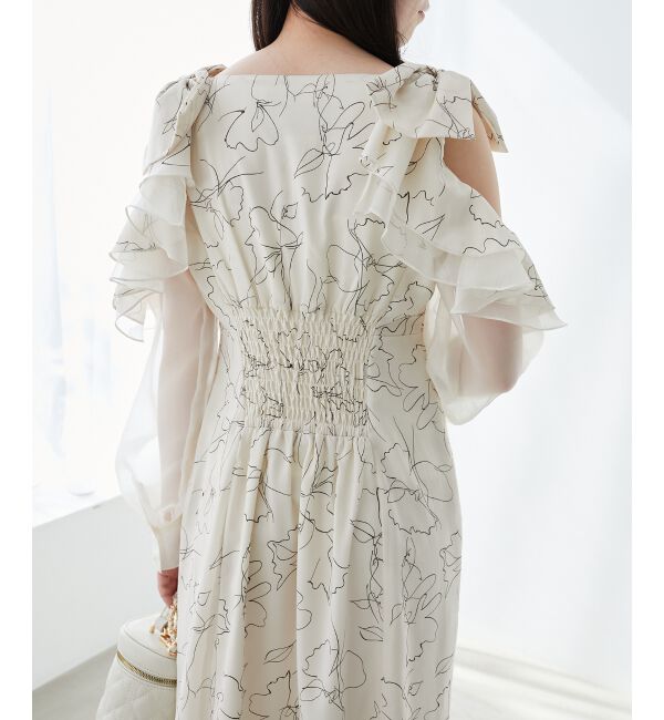 MAJESTICLEGON「フリルリボン肩あきワンピース」|ワンピース|