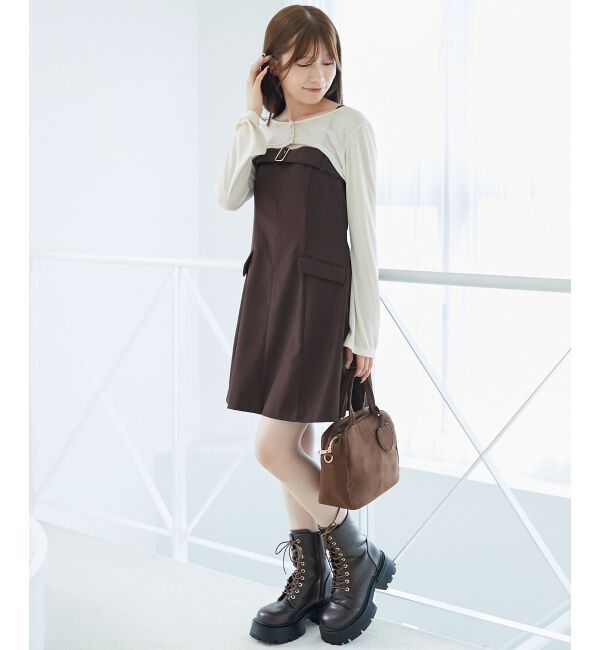  「デコルテオープンミニワンピセット」|ワンピース|