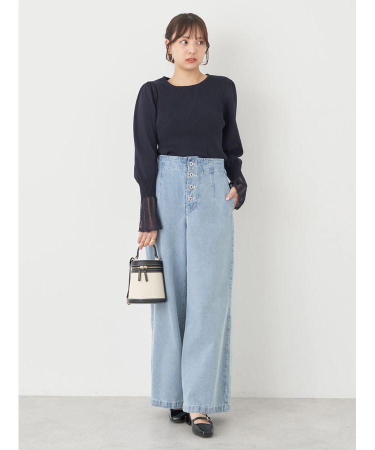 earth music&ecology「袖ポイントニットプルオーバー」|ニット・セーター|