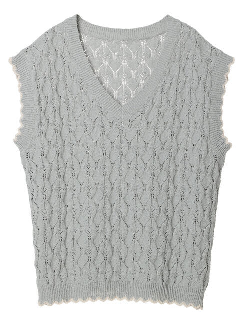 earth music&ecology「クロッシェラインニットベスト」|ベスト・ジレ|