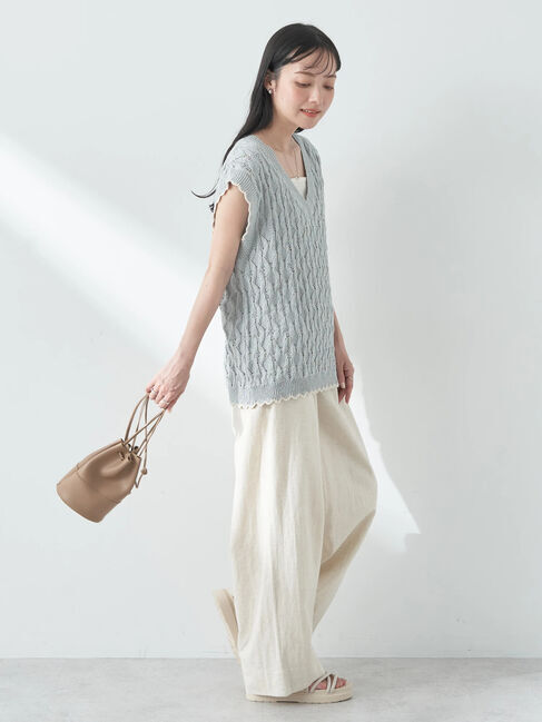 earth music&ecology「クロッシェラインニットベスト」|ベスト・ジレ|