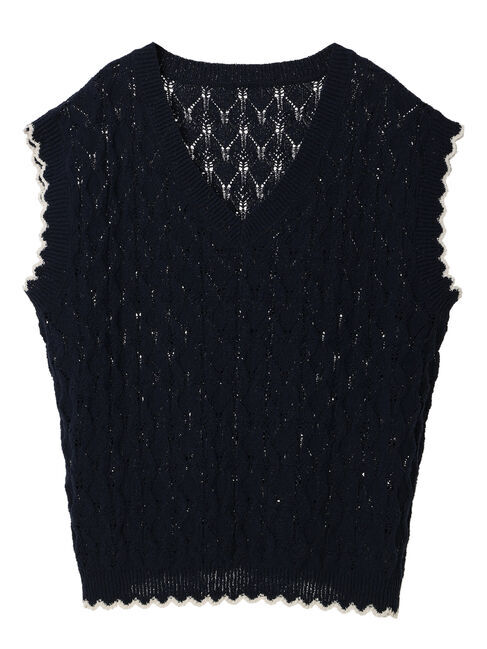 earth music&ecology「クロッシェラインニットベスト」|ベスト・ジレ|