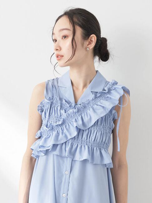 earth music&ecology「SET2点シャーリングビスチェ&times;シャツワンピース」|ワンピース|