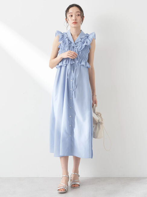 earth music&ecology「SET2点シャーリングビスチェ&times;シャツワンピース」|ワンピース|