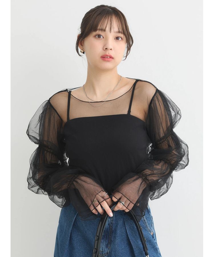 earth music&ecology「袖デザインシアープルオーバー」|Tシャツ・カットソー|Black