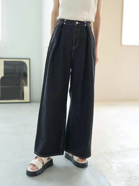 earth music&ecology「タックホックデニムパンツ」|デニム|