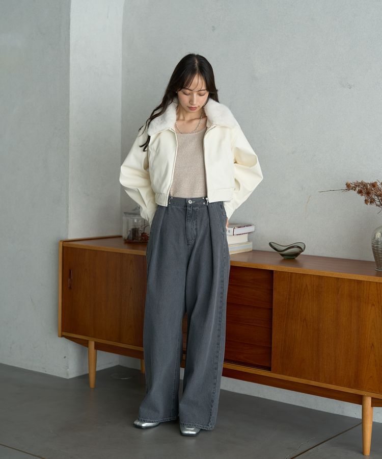 earth music&ecology「タックホックデニムパンツ」|デニム|