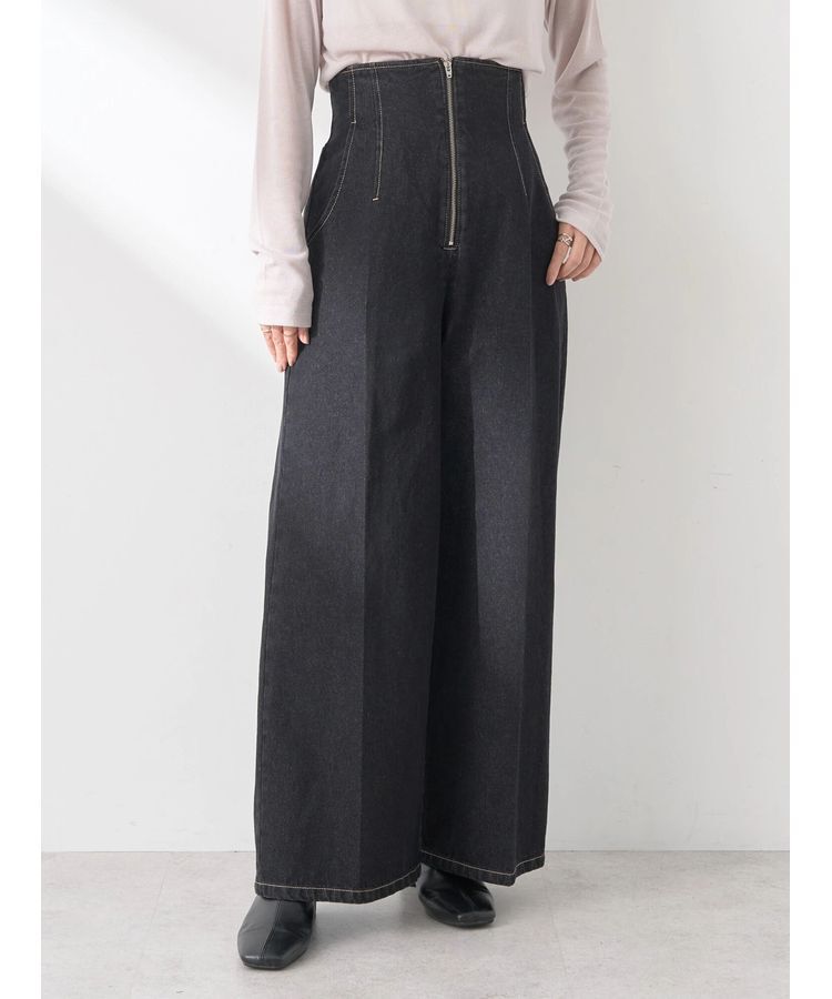 earth music&ecology「フロントジップデニムパンツ」|デニム|