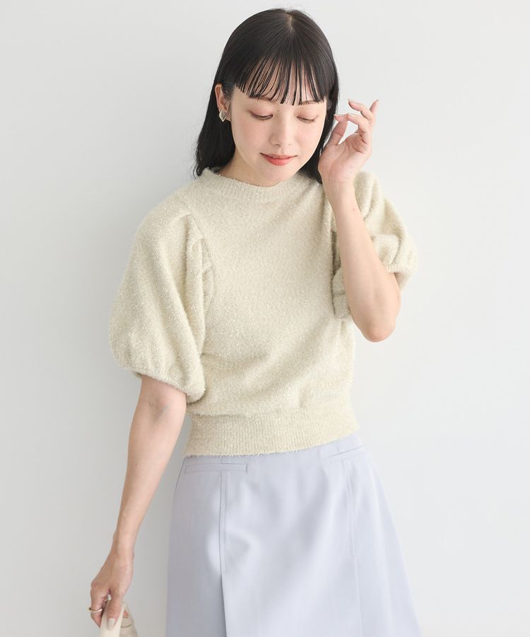 earth music&ecology「ボリュームスリーブラメニットプルオーバー」|ニット・セーター|