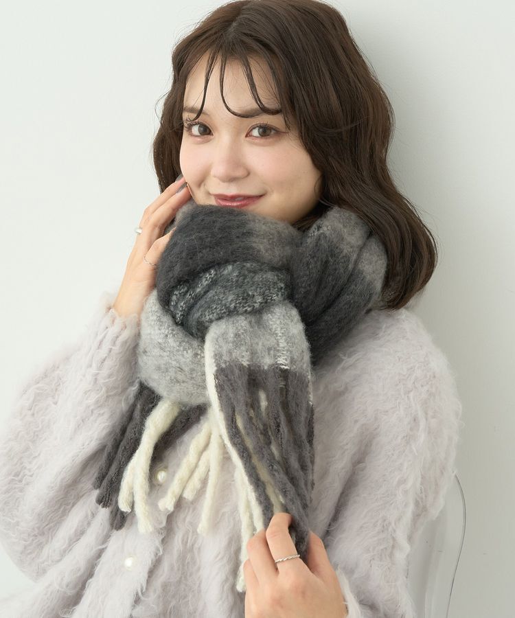 earth music&ecology「ボリュームチェックマフラー」|マフラー|