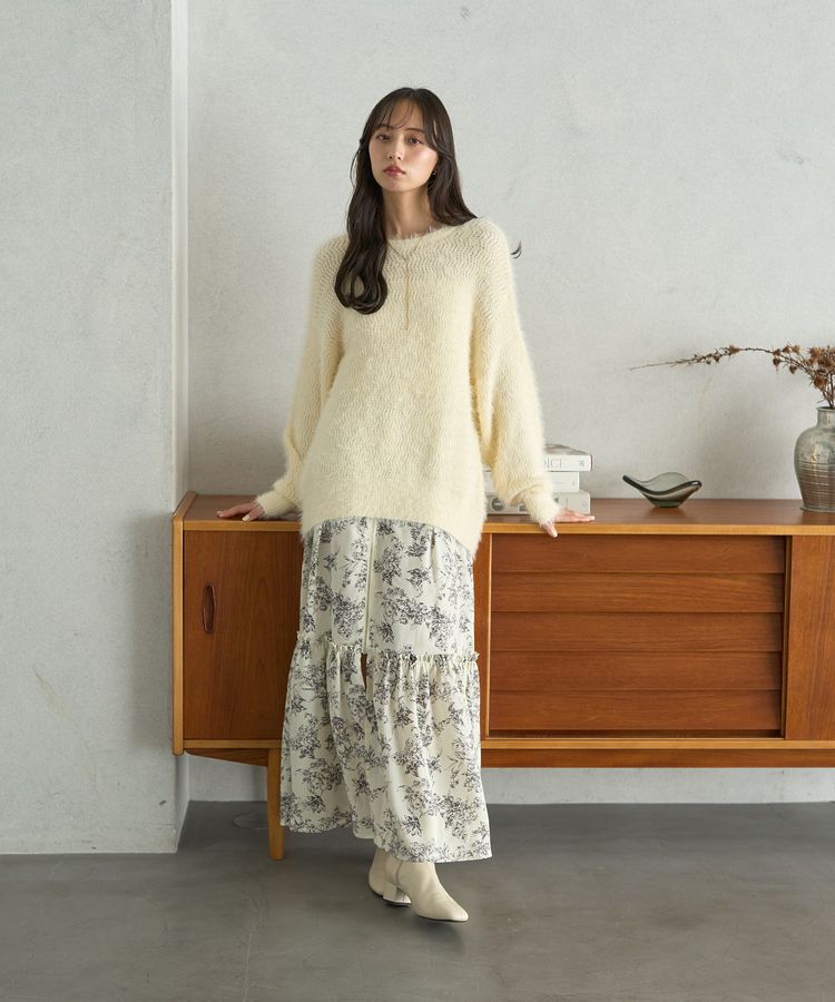 earth music&ecology「フロントZIPティアードスカート」|スカート|