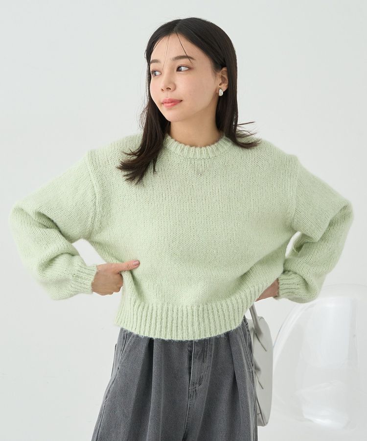 earth music&ecology「スパンコールショートニットプルオーバー」|ニット・セーター|