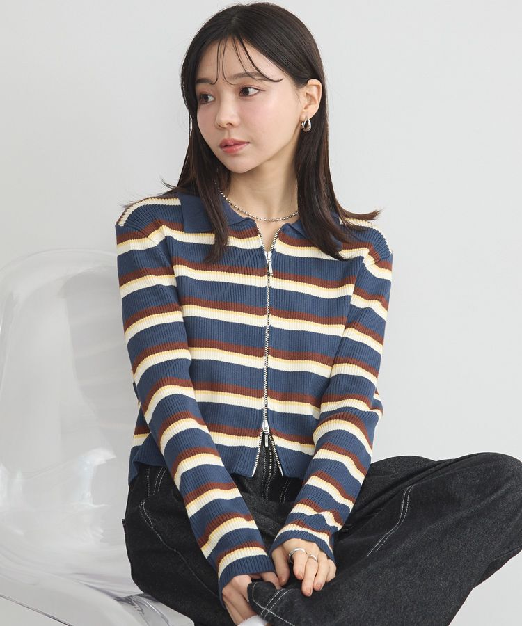 earth music&ecology「Wジップリブカーディガン」|カーディガン|Multi