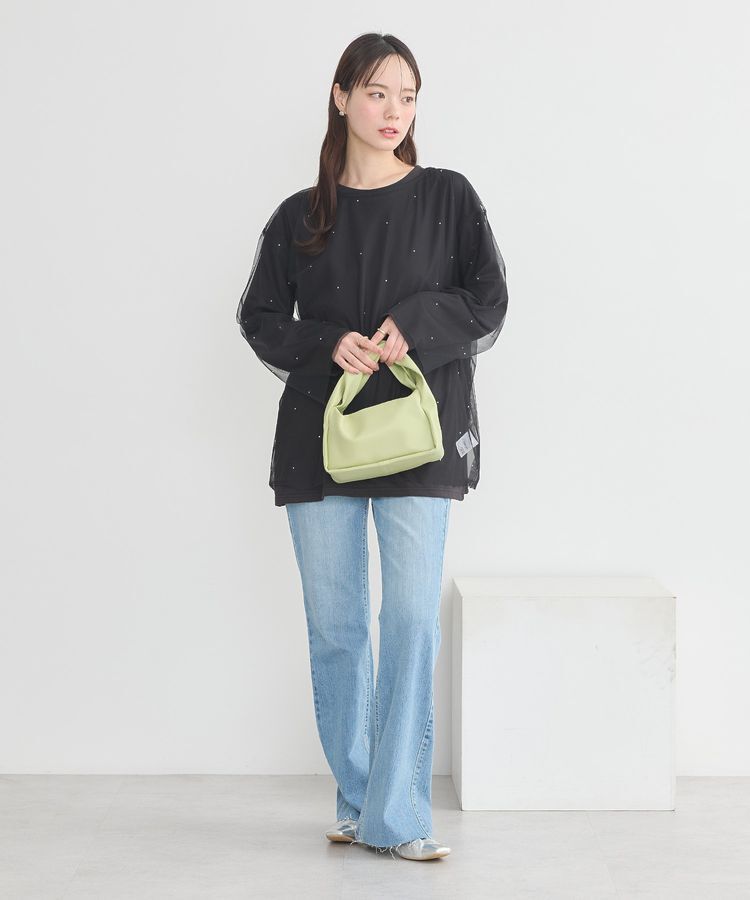 earth music&ecology「ラインストーンチュールドッキングプルオーバー」|Tシャツ・カットソー|