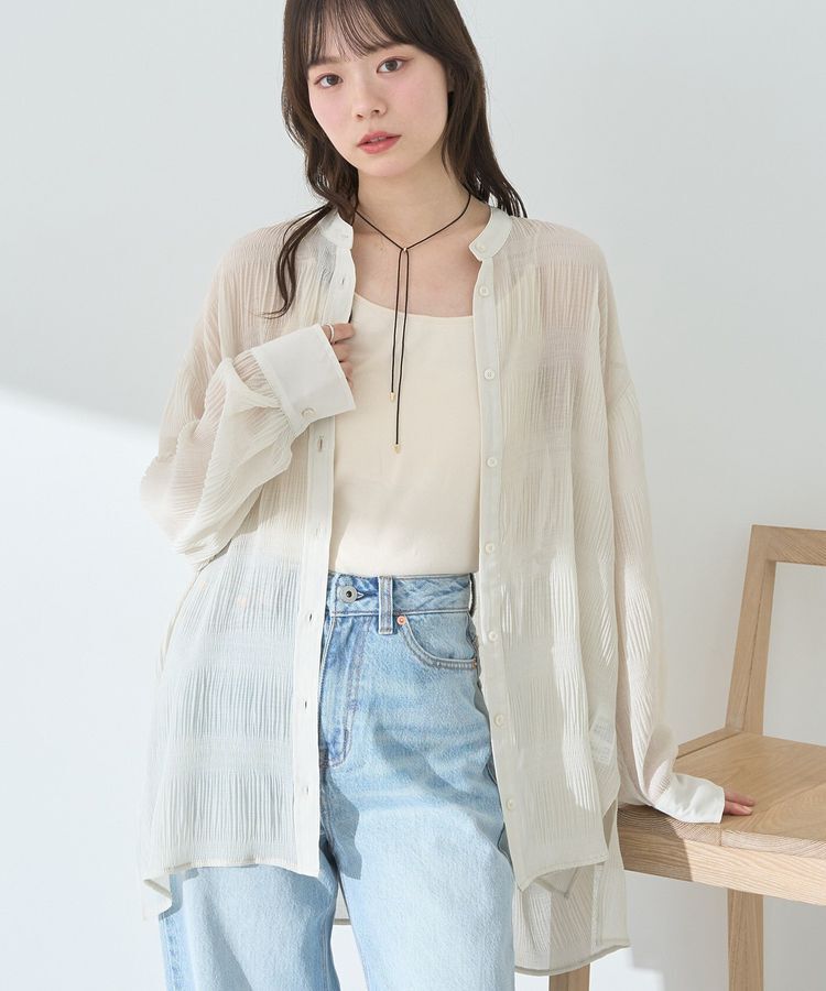 earth music&ecology「マジョリカプリーツレギュラーシャツ」|シャツ・ブラウス|Gray Beige