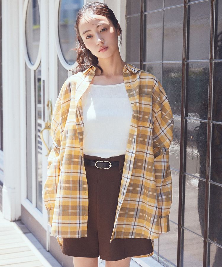 earth music&ecology「2wayショルダードロストリボンチェックシャツ」|シャツ・ブラウス|