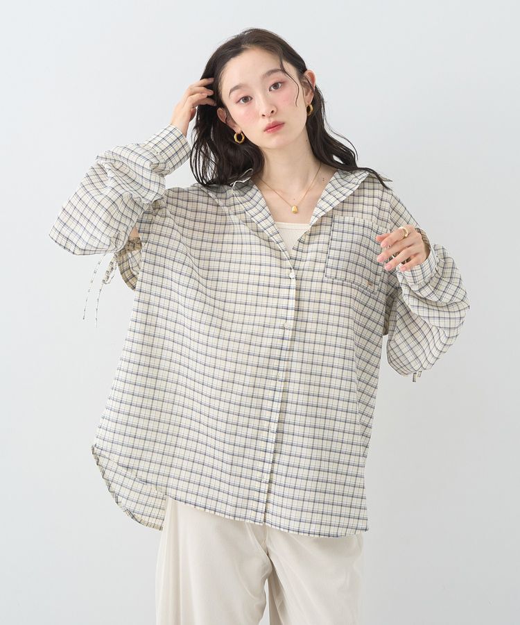 earth music&ecology「2wayショルダードロストリボンチェックシャツ」|シャツ・ブラウス|