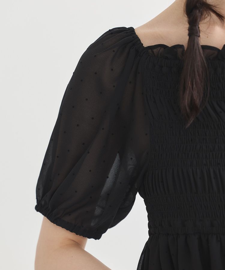 earth music&ecology「SET2点フロッキードットブラウス＋スカート」|スーツ|