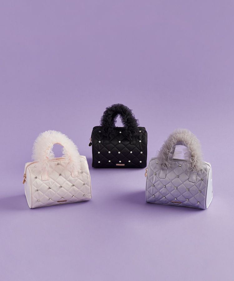 Maison de FLEUR「チュールハンドルラインストーンボストンバッグ」|ハンドバッグ|