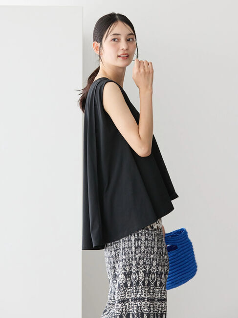 AMERICAN HOLIC「接触冷感バックフレアノースリーブプルオーバー」|Tシャツ・カットソー|Black