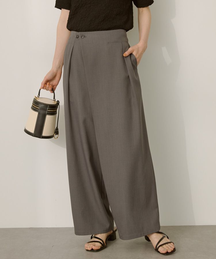 AMERICAN HOLIC「タック ラップワイドパンツ」|その他|Charcoal Gray