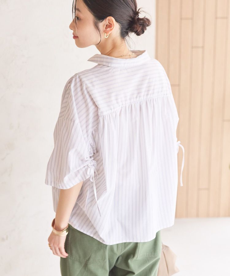 AMERICAN HOLIC「接触冷感ギャザーリボンスリーブ半袖シャツ」|シャツ・ブラウス|