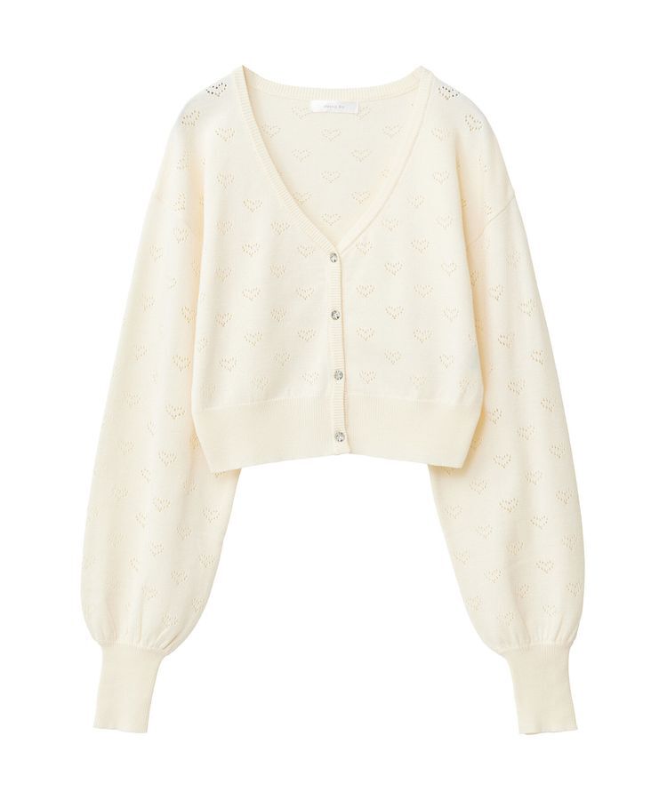 Green Parks「・swing　by　ハート柄スカシニットカーディガン」|カーディガン|