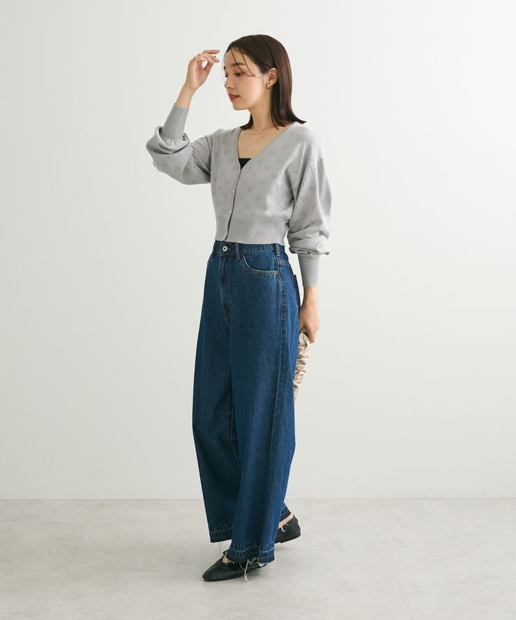 Green Parks「・swing　by　ハート柄スカシニットカーディガン」|カーディガン|