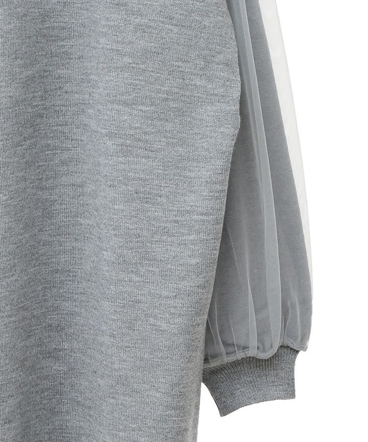 Green Parks「杢グレー袖チュールニットワンピース」|ワンピース|