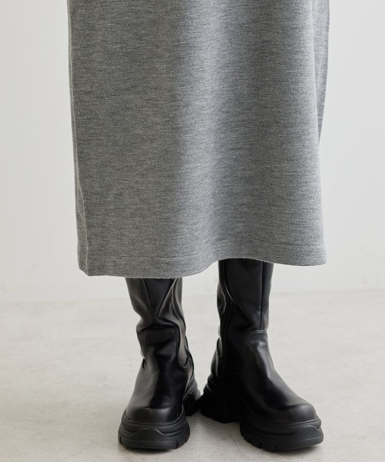 Green Parks「杢グレー袖チュールニットワンピース」|ワンピース|