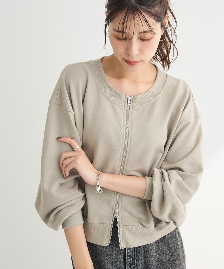 Green Parks「ヴィンテージ風zip裏毛カーディガン」|カーディガン|Gray Beige