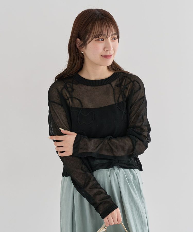 Green Parks「・ANDSEARCH コード刺繍シアーニット」|ニット・セーター|