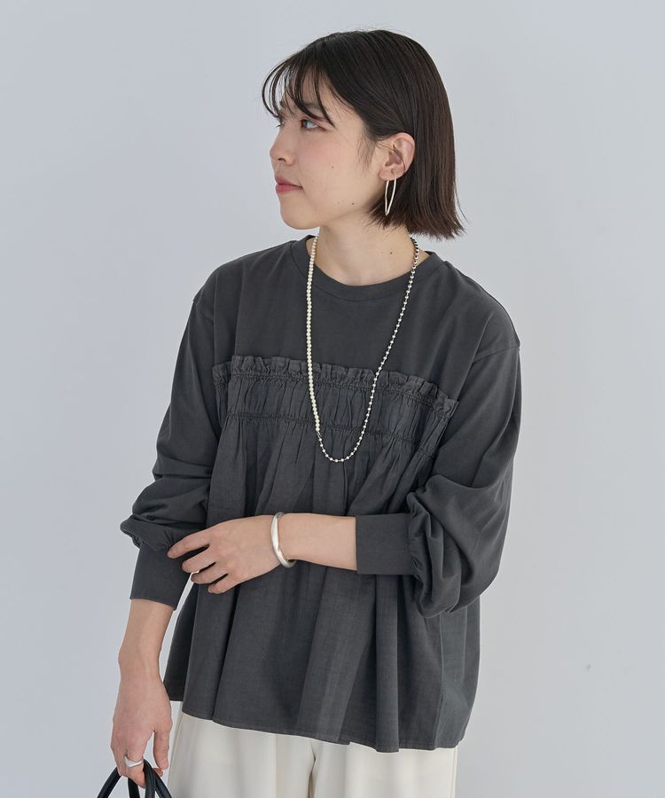 Green Parks「ピグメントドッキングシャーリングプルオーバー」|Tシャツ・カットソー|Charcoal Gray