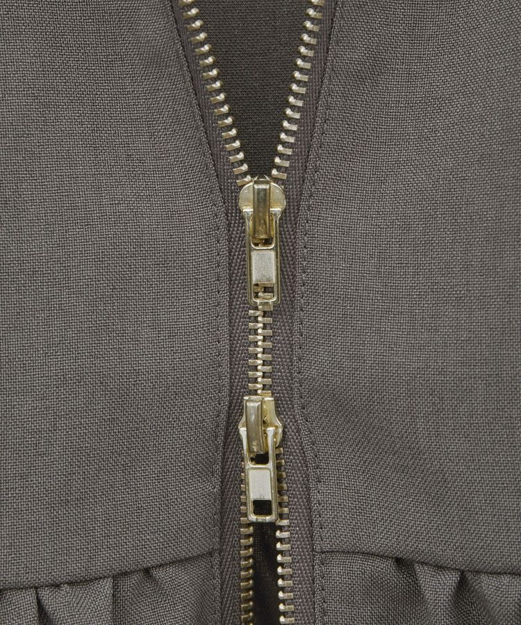 Green Parks「麻調ペプラムzipベスト」|ベスト・ジレ|