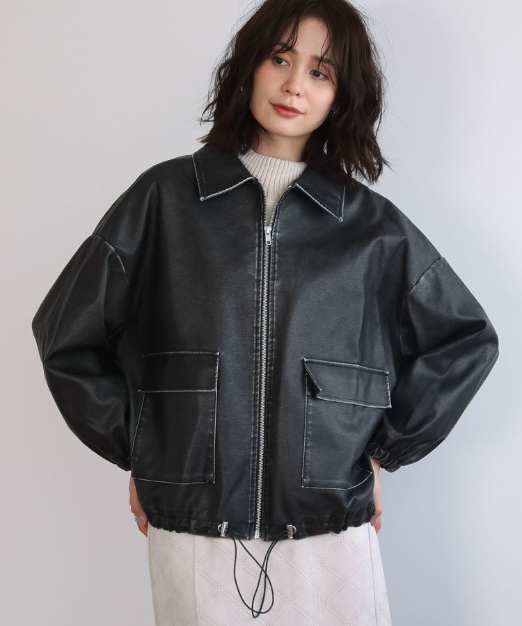 Green Parks「・ELENCARE DUE フェイクレザーブルゾン」|ブルゾン・スタジャン|