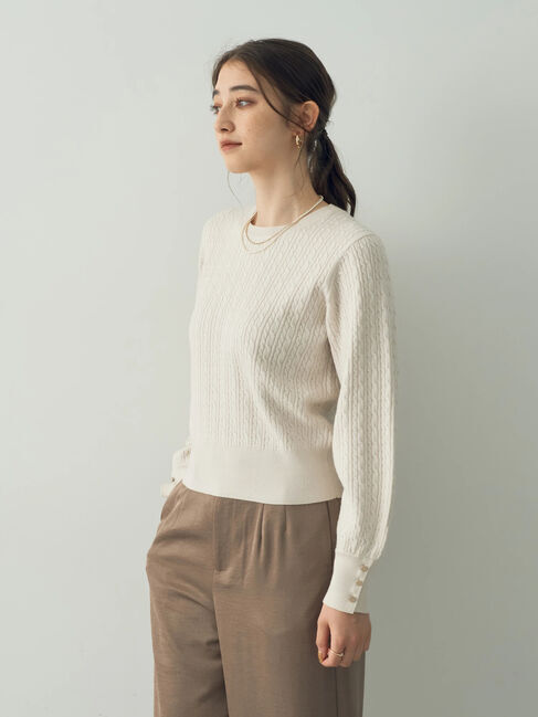 YECCA VECCA「金釦ミニケーブルニット」|ニット・セーター|