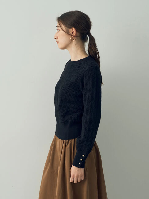 YECCA VECCA「金釦ミニケーブルニット」|ニット・セーター|