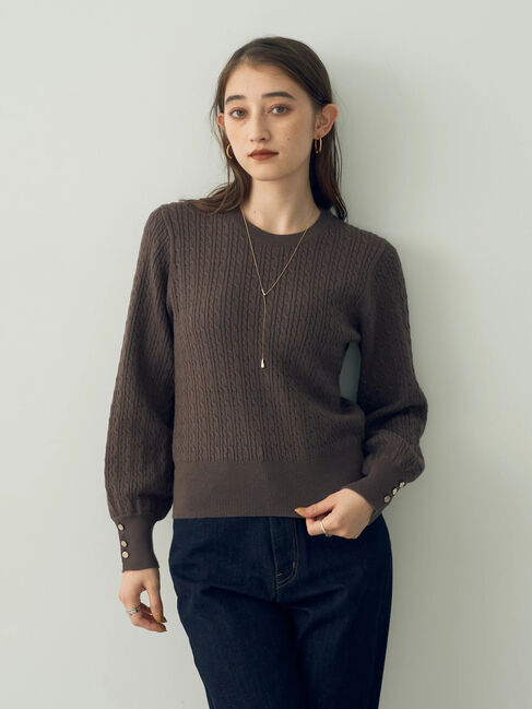 YECCA VECCA「金釦ミニケーブルニット」|ニット・セーター|