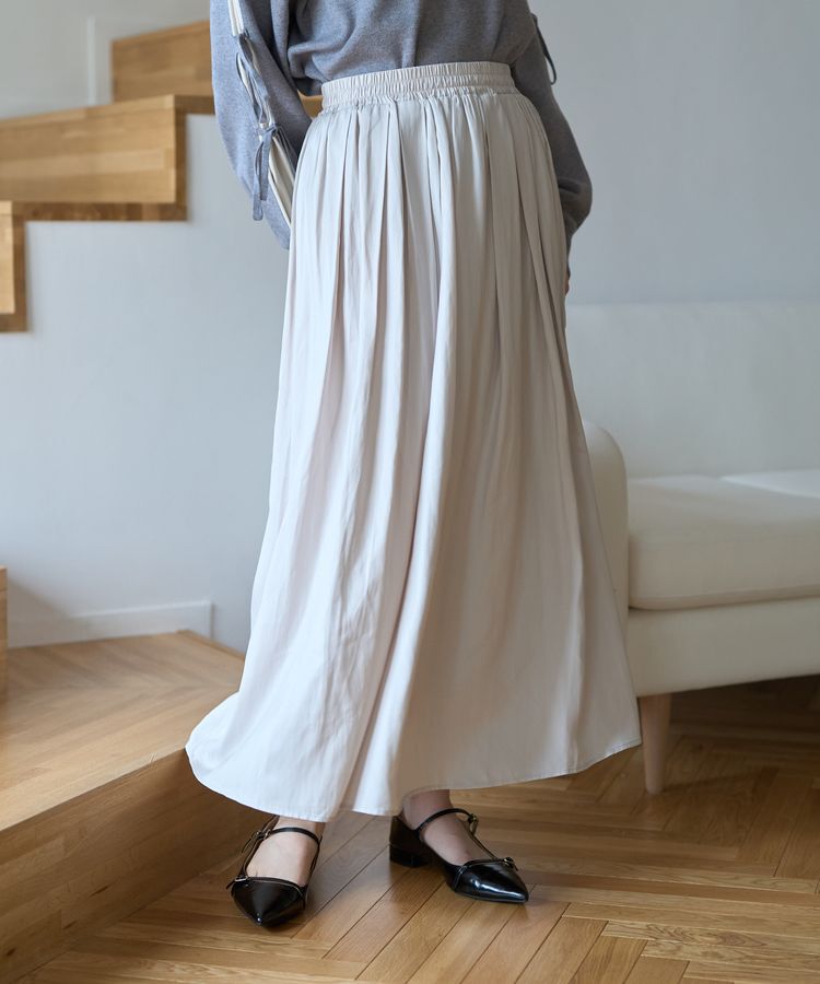 YECCA VECCA「グロッシーコーティングサテンスカート」|スカート|