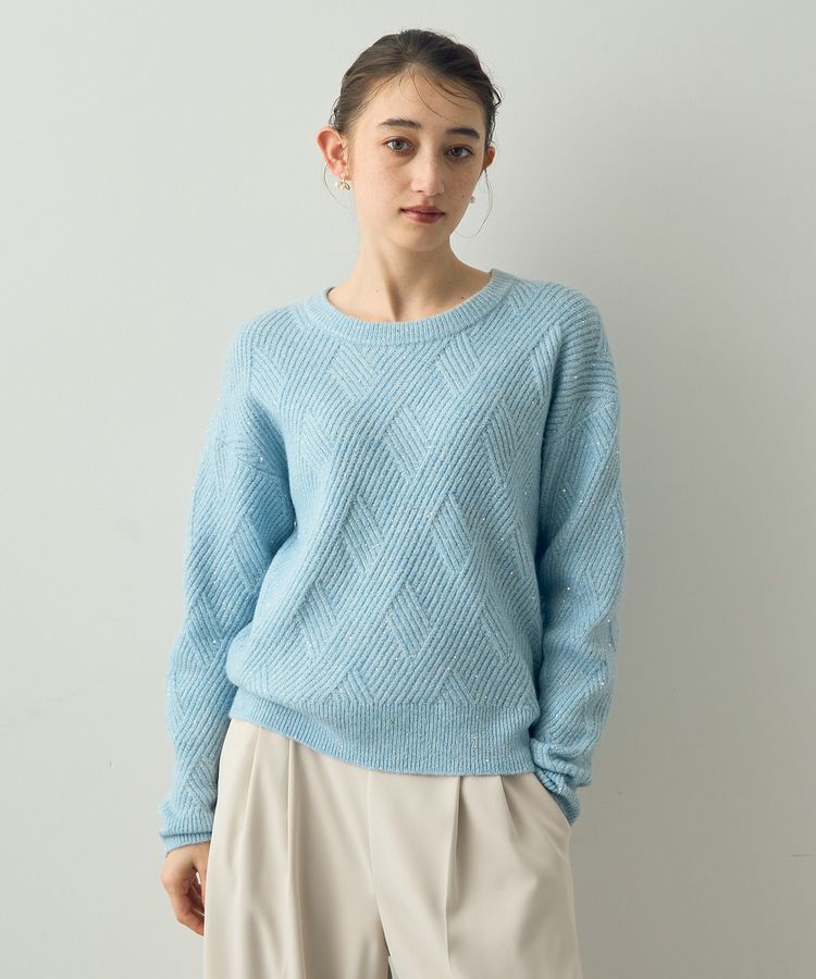 YECCA VECCA「ダイヤ柄スパンコールニット」|ニット・セーター|