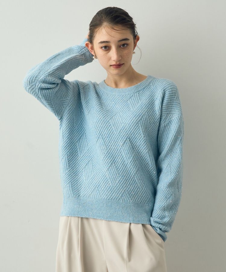 YECCA VECCA「ダイヤ柄スパンコールニット」|ニット・セーター|