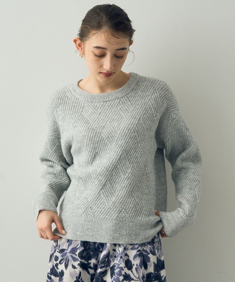 YECCA VECCA「ダイヤ柄スパンコールニット」|ニット・セーター|