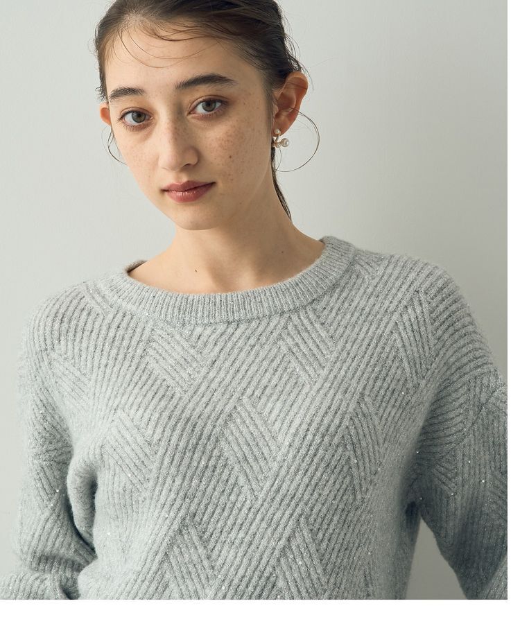 YECCA VECCA「ダイヤ柄スパンコールニット」|ニット・セーター|