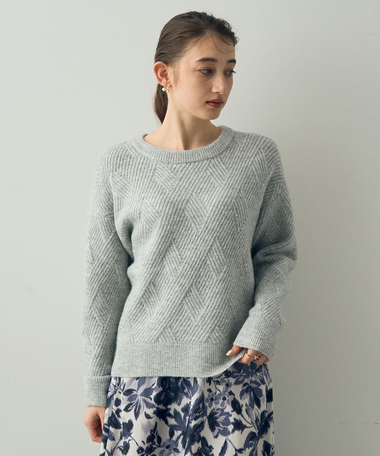 YECCA VECCA「ダイヤ柄スパンコールニット」|ニット・セーター|