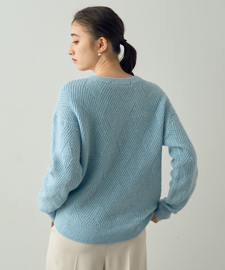 YECCA VECCA「ダイヤ柄スパンコールニット」|ニット・セーター|