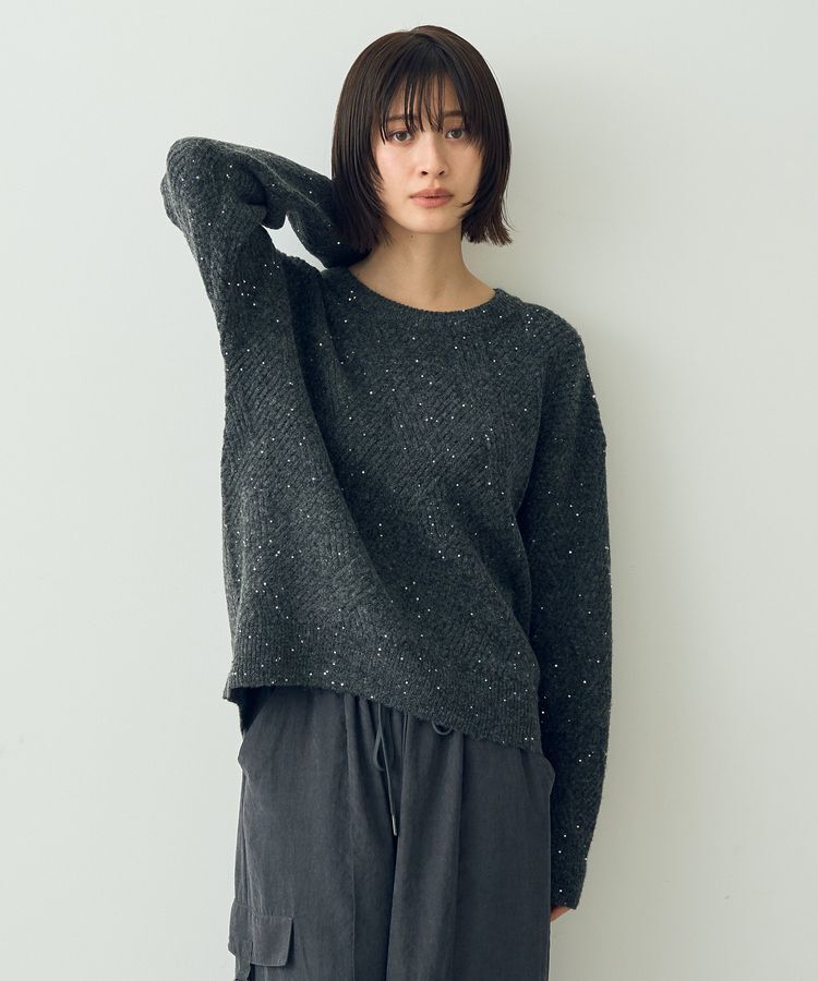 YECCA VECCA「ダイヤ柄スパンコールニット」|ニット・セーター|